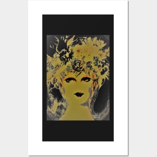 BLACK AND GOLD GIRL,,House of Harelquin Posters and Art